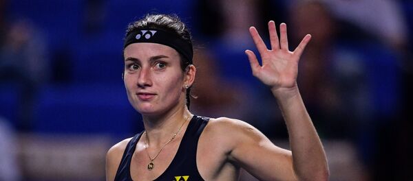 Анастасия Севастова после победы над Слоан Стивенс на турнире в Чжухае (Китай) - Sputnik Латвия