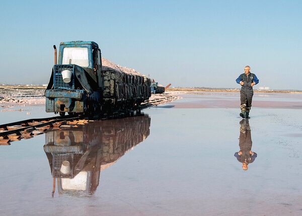Добыча соли на озере Сасык-Сиваш в районе города Евпатория, Крым - Sputnik Latvija