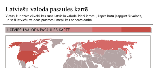 Latviešu valoda pasaules kartē Latviešu valoda pasaules kartē - Sputnik Latvija