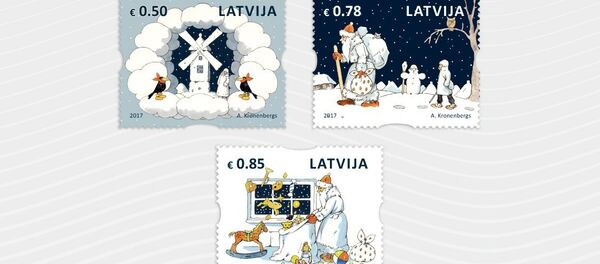 Рождественские почтовые марки, созданные иллюстратором Альбертом Кроненбергом - Sputnik Латвия