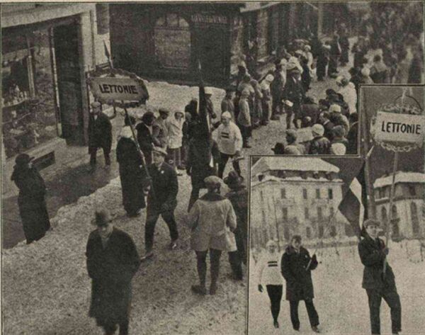 Латвийская делегация на первой зимней Олимпиаде в Шамони, 1924 г. Коллаж журнала Неделя - Sputnik Латвия
