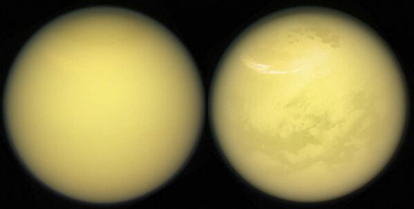 Изображение Титана, спутника Сатурна, сделанное космическим аппаратом НАСА Кассини - Sputnik Латвия