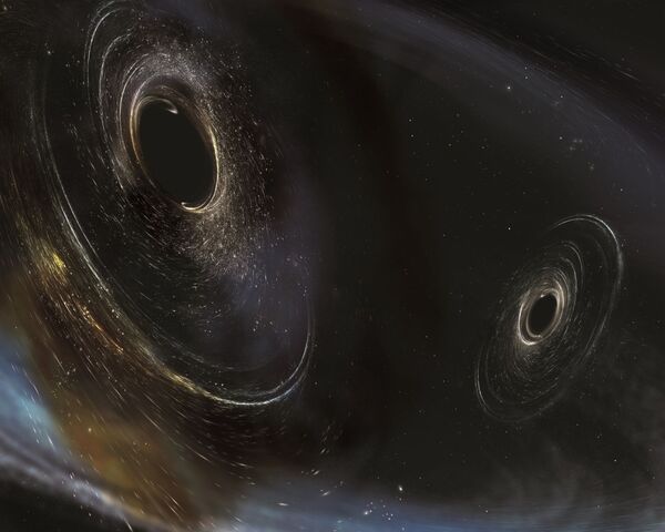 Художественное представление о черных дырах, находящихся в 3 миллиардах световых лет от Земли - Sputnik Латвия