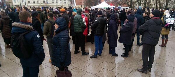 Митинг в Вильнюсе под названием Поход последних врачей в аэропорт - Sputnik Латвия