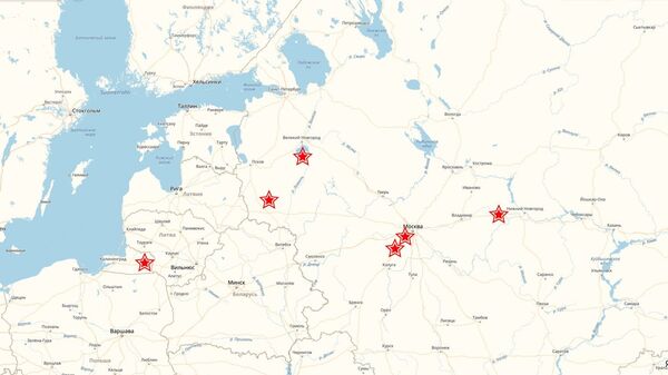 Карта воинских захоронений в Новгородской, Нижегородской, Московской, Калужской, Псковской и Калининградской областях - Sputnik Латвия