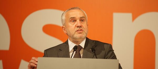 Андрис Шкеле на пятнадцатом конгрессе Народной партии Андрис Шкеле на пятнадцатом конгрессе Народной партии - Sputnik Latvija