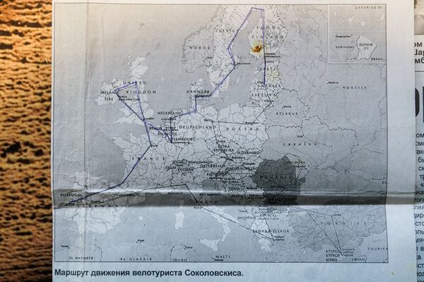 Маршрут велопробега Георгия Соколовского по странам ЕС Маршрут велопробега Георгия Соколовского по странам ЕС - Sputnik Латвия