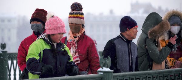 Туристы на Иоанновском мосту, соединяющем Петропавловскую крепость с Петроградским островом, в Санкт-Петербурге - Sputnik Латвия