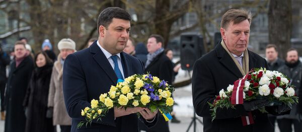 Премьер Украины Владимир Гройсман во время приезда в Латвию - Sputnik Латвия