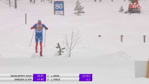 Призер Олимпийских игр 2010 года немецкий лыжник Тим Чарнке вышел на старт 90-километровой гонки Васалоппет, которая проходила в Швеции, в форме сборной России - Sputnik Латвия