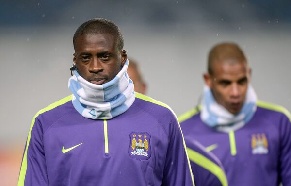 Игрок Манчестер Сити Яя Туре на тренировке перед матчем группового этапа Лиги чемпионов между ФК ЦСКА (Россия, Москва) и ФК Манчестер Сити (Великобритания, Манчестер) - Sputnik Латвия