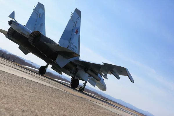 Истребитель Су-35 на соревнованиях военных летчиков Авиадартс-2018 в Приморье