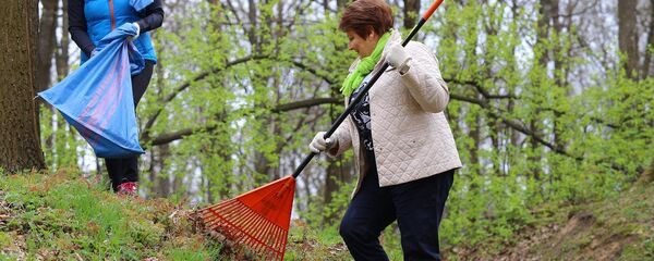 Большая толока - 2015: премьер-министр Лаймдота Страуюма на уборке территории Детской клинической университетской больницы - Sputnik Латвия