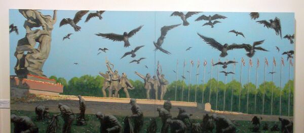 Картина Юриса Утанса. Фото с выставки - Sputnik Латвия