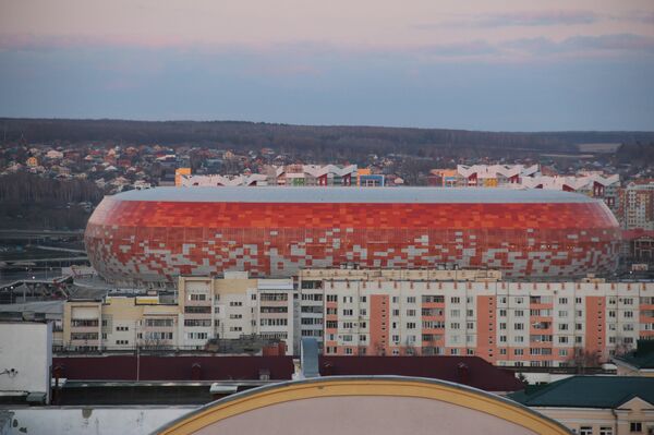 Вид на стадион Мордовия Арена со обзорной площадки на центральной площади Саранска - Sputnik Латвия