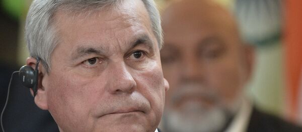 Председатель Палаты представителей Национального собрания Белоруссии Владимир Андрейченко на первом совещании спикеров парламентов стран Евразии. - Sputnik Латвия