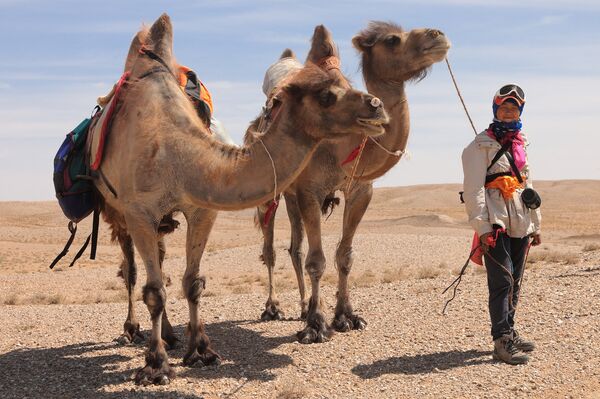 Муун, которая начала ездить на верблюде еще до того, как научилась ходить   - Sputnik Латвия