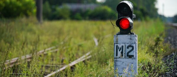 Маневровый карликовый светофор на железной дороге Маневровый карликовый светофор на железной дороге - Sputnik Latvija