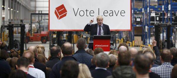 Londonas mērs Boriss Džonsons uzstājas pasākumā ar mērķi atbalstīt Lielbritānijas izstāšanos no ES. Foto no arhīva Londonas mērs Boriss Džonsons uzstājas pasākumā ar mērķi atbalstīt Lielbritānijas izstāšanos no ES. Foto no arhīva - Sputnik Latvija