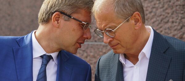 Мэр Риги Нил Ушаков и вице-мэр Риги Андрис Америкс Мэр Риги Нил Ушаков и вице-мэр Риги Андрис Америкс - Sputnik Latvija