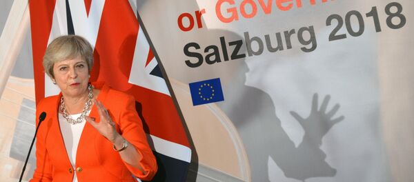 Премьер-министр Великобритании Тереза Мэй на пресс-конференции по итогам неформальной встречи глав стран-членов ЕС в Зальцбурге - Sputnik Латвия