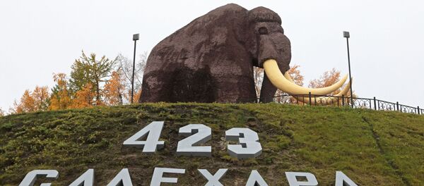 Памятник мамонту, установленный в честь юбилея города, в Салехарде - Sputnik Латвия