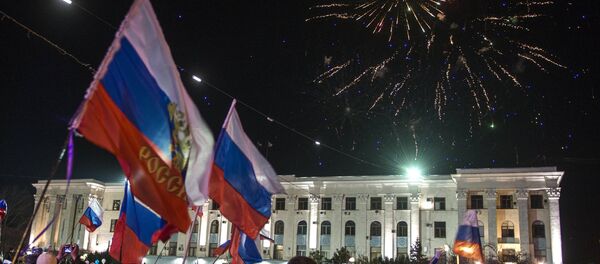 Празднование годовщины Крымской весны в Крыму Празднование годовщины Крымской весны в Крыму - Sputnik Latvija